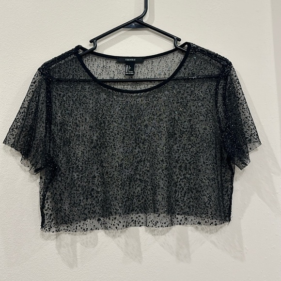 Forever 21 black sparkly top- large - Picture 1 of 4